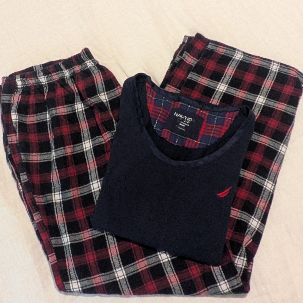 Nautica Navy and Red Plaid Pajama Set